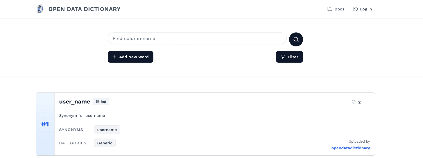 Open Data Dictionary
